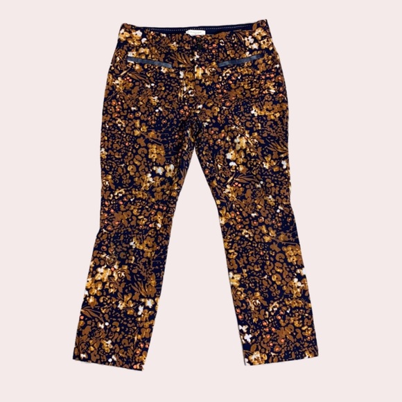 Anthropologie Pants - ANTHROPOLOGIE THE ESSENTIAL SLIM FLORAL TROUSER PANTS BROWN BLACK SZ 6P